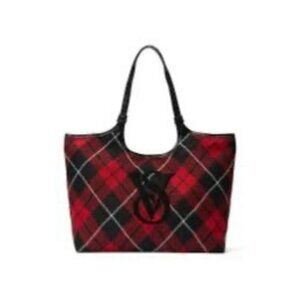 Victorias Secret Plaid Tote Bag With Iconic Logo